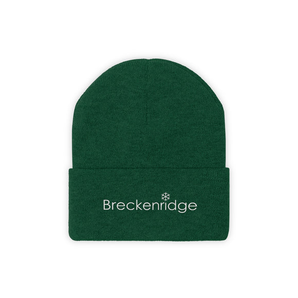 Breckenridge, Colorado Knit Beanie - Adult Embroidered Snowflake Breckenridge Knit Hat