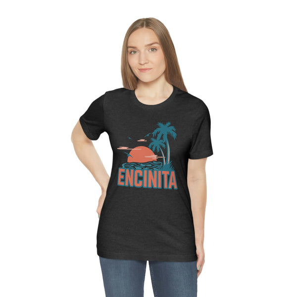 Encinitas, California T-Shirt - Retro Palm Tree & Beach Unisex Encinitas Shirt