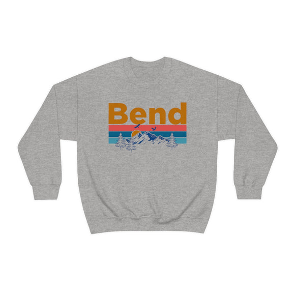 Bend, Oregon Crewneck Sweatshirt - Mountain & Birds Unisex