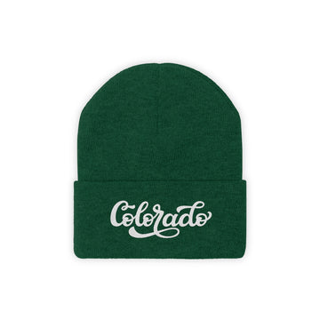 Buy hunter-green Colorado Beanie - Adult Hand Lettered Embroidered Colorado Knit Hat