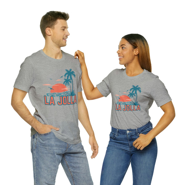 La Jolla, California T-Shirt - Retro Palm Tree & Beach Unisex La Jolla Shirt