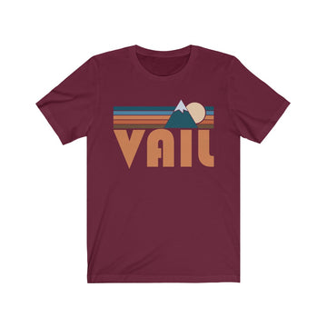 Buy maroon Vail, Colorado T-Shirt - Retro Mountain Adult Unisex Vail T Shirt
