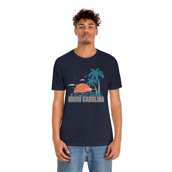 South Carolina T-Shirt - Retro Palm Tree & Beach Unisex South Carolina Shirt