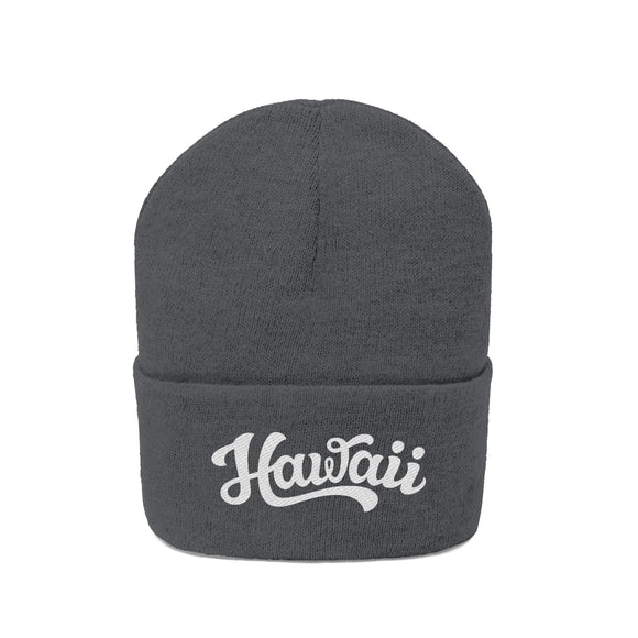Hawaii Beanie - Adult Hand Lettered Embroidered Hawaii Knit Hat
