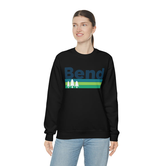 Bend, Oregon Sweatshirt - Retro Trees Unisex