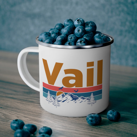 Vail, Colorado Camp Mug - Mountain Sunset Enamel Campfire Vail Mug