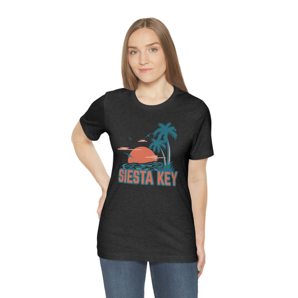 Siesta Key, Florida T-Shirt - Retro Palm Tree & Beach Unisex Siesta Key Shirt