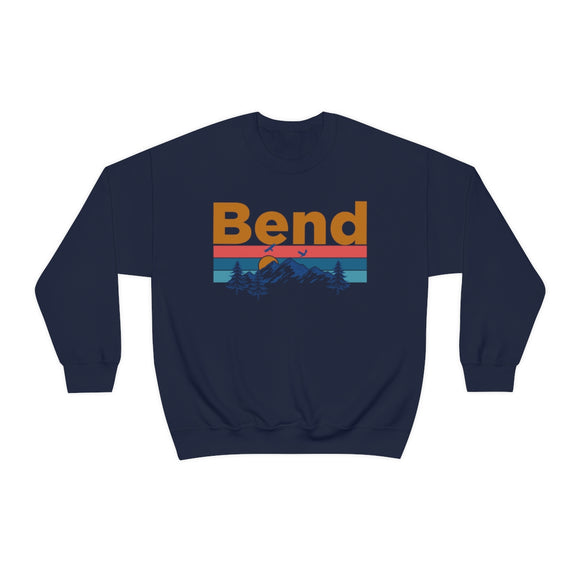 Bend, Oregon Crewneck Sweatshirt - Mountain & Birds Unisex