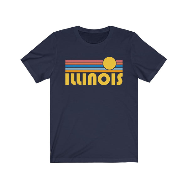 Illinois T-Shirt - Retro Sunrise Adult Unisex Illinois T Shirt