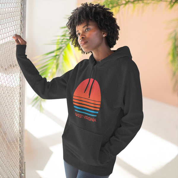 Premium West Virginia Hoodie - Retro 80s Unisex Sweatshirt