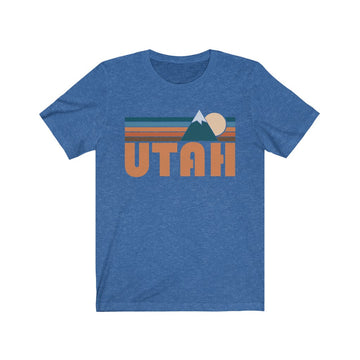 Buy heather-true-royal Utah T-Shirt - Retro Mountain Adult Unisex Utah T Shirt