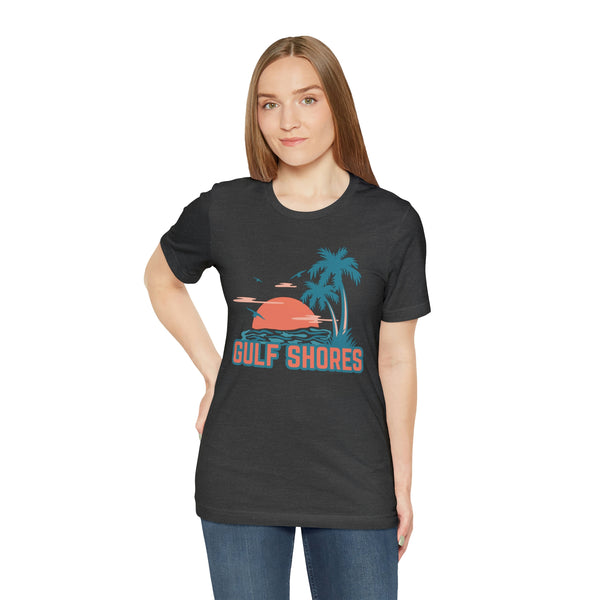 Gulf Shores, Alabama T-Shirt - Retro Palm Tree & Beach Unisex Gulf Shores Shirt