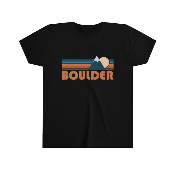 Boulder Youth T-Shirt - Retro Mountain Colorado Kid's TShirt