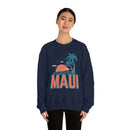 Maui, Hawaii Sweatshirt - Unisex Retro Palm Tree Crewneck Maui Sweatshirt-3