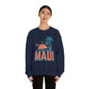 Maui, Hawaii Sweatshirt - Unisex Retro Palm Tree Crewneck Maui Sweatshirt