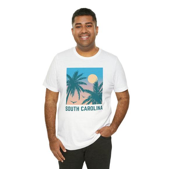 South Carolina T-Shirt - Retro Palm Tree & Beach Unisex South Carolina Shirt