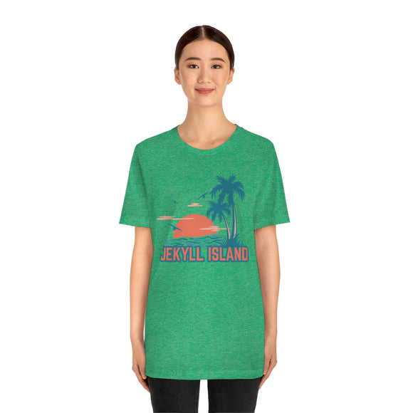 Jekyll Island, Georgia T-Shirt - Retro Palm Tree & Beach Unisex Jekyll Island Shirt