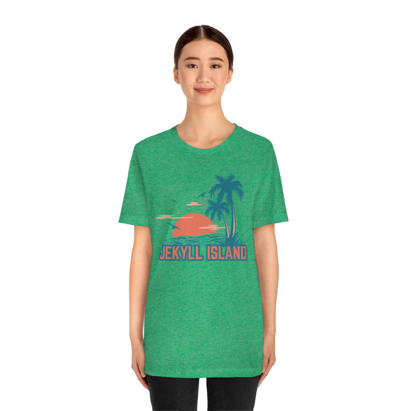 Jekyll Island, Georgia T-Shirt - Retro Palm Tree & Beach Unisex Jekyll Island Shirt