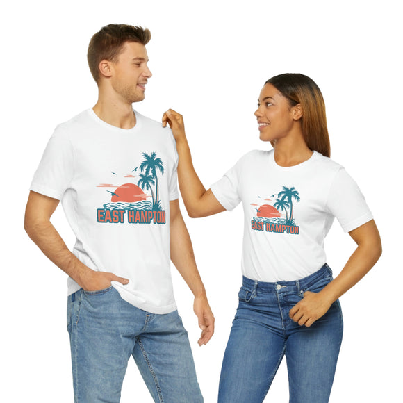 East Hampton, New York T-Shirt - Retro Palm Tree & Beach Unisex East Hampton Shirt
