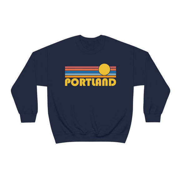 Portland, Oregon Sweatshirt - Retro Sunrise Unisex