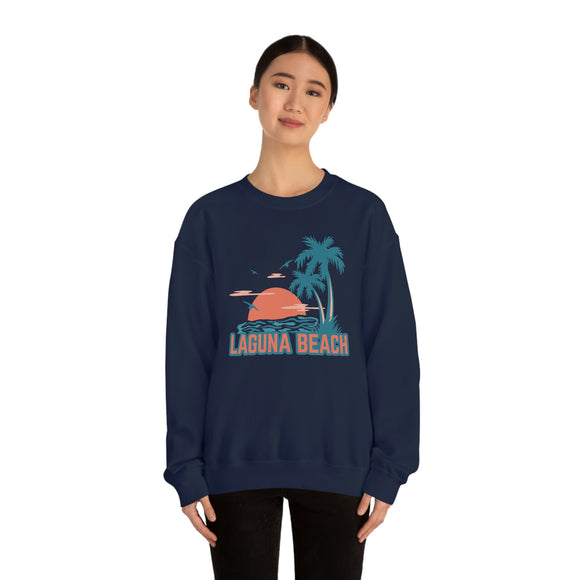 Laguna Beach, California Sweatshirt - Unisex Retro Palm Tree Crewneck Laguna Beach Sweatshirt