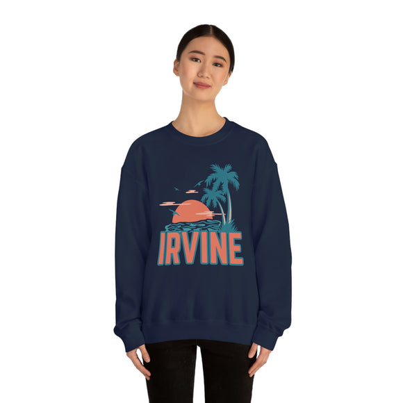 Irvine, California Sweatshirt - Unisex Retro Palm Tree Crewneck Irvine Sweatshirt