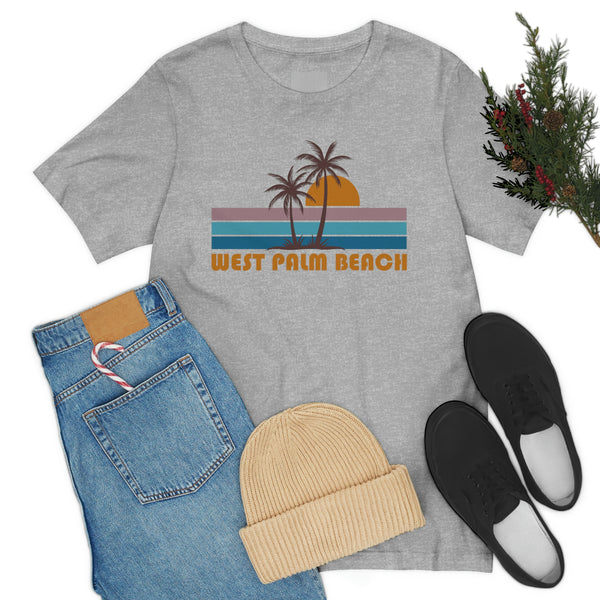 West Palm Beach, Florida T-Shirt - Retro Palm Tree Unisex West Palm Beach Shirt