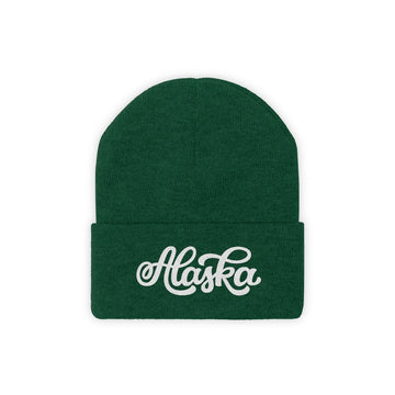 Buy hunter-green Alaska Beanie - Adult Hand Lettered Embroidered Alaska Knit Hat
