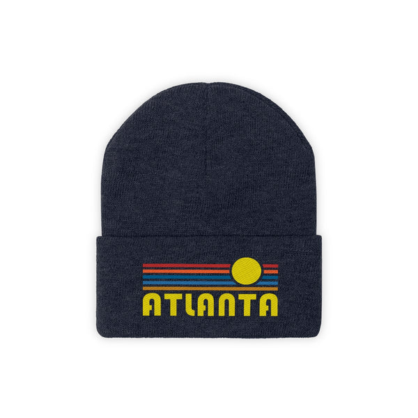 Atlanta, Georgia Beanie - Adult Embroidered Retro Sunset Atlanta Knit Hat