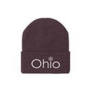 Ohio Knit Beanie - Adult Embroidered Snowflake Ohio Knit Hat-21