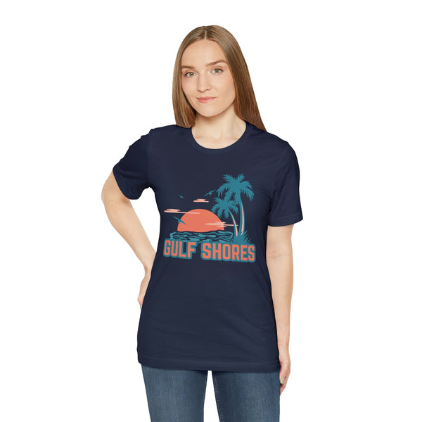 Gulf Shores, Alabama T-Shirt - Retro Palm Tree & Beach Unisex Gulf Shores Shirt
