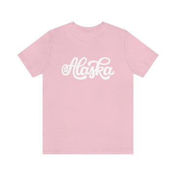Buy pink Alaska T-Shirt - Hand Lettered Unisex Alaska Shirt