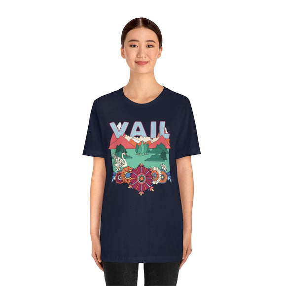 Vail T-Shirt - Retro Mountain / Hippie Style Vail, Colorado Shirt