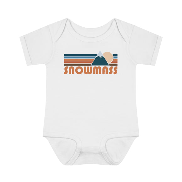 Snowmass Baby Bodysuit - Retro Mountain Snowmass, Colorado Baby Bodysuit