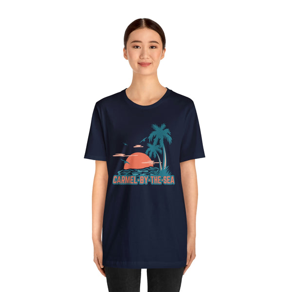 Carmel-by-the-Sea, California T-Shirt - Retro Palm Tree & Beach Unisex Carmel-by-the-Sea Shirt