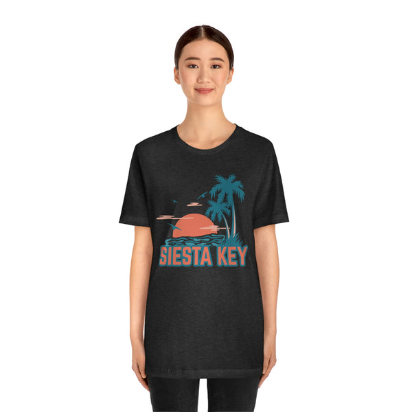Siesta Key, Florida T-Shirt - Retro Palm Tree & Beach Unisex Siesta Key Shirt