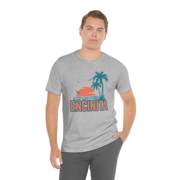 Encinitas, California T-Shirt - Retro Palm Tree & Beach Unisex Encinitas Shirt