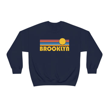 Buy navy Brooklyn, New York Sweatshirt - Retro Sunrise Unisex