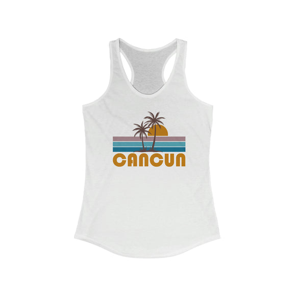 Cancun, Mexico Women's Tank - Retro Palm Tree Women's Racerback Cancun Tank Top