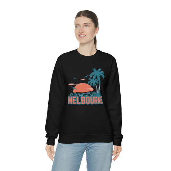 Melbourne, Florida Sweatshirt - Unisex Retro Palm Tree Crewneck Melbourne Sweatshirt