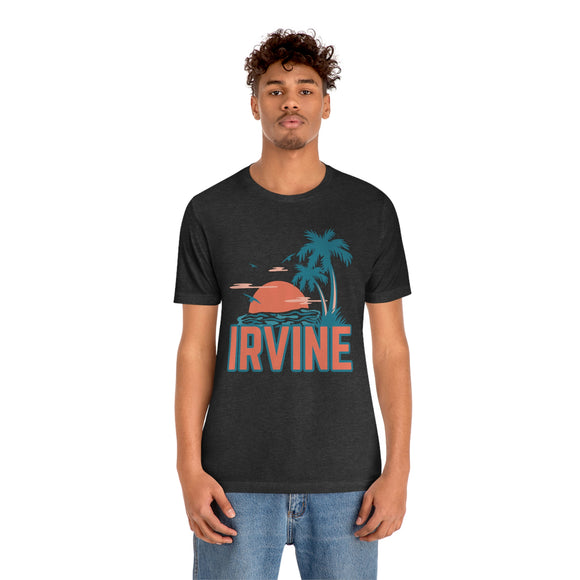 Irvine, California T-Shirt - Retro Palm Tree & Beach Unisex Irvine Shirt