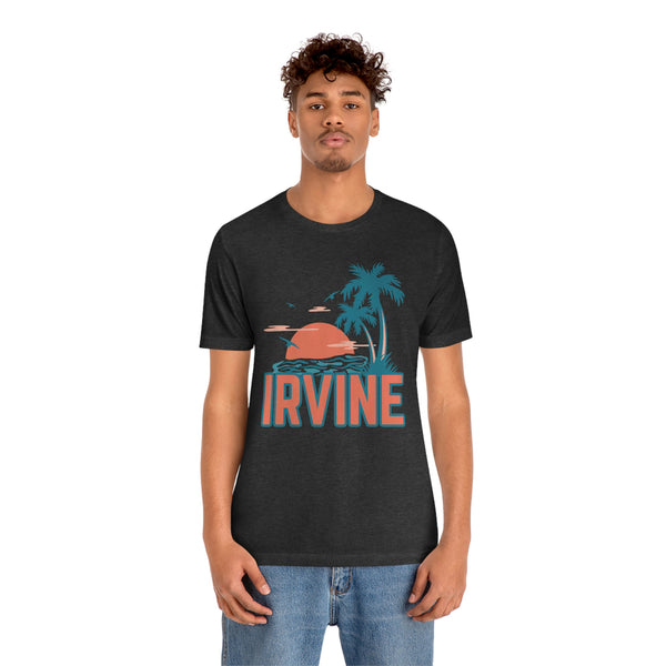 Irvine, California T-Shirt - Retro Palm Tree & Beach Unisex Irvine Shirt