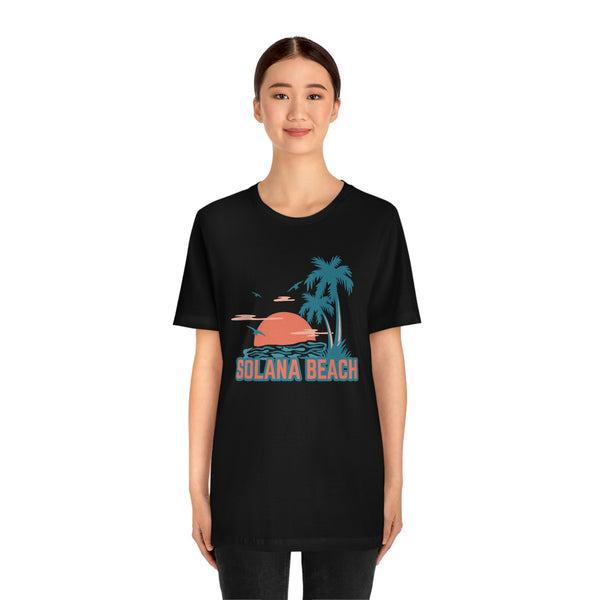 Solana Beach, California T-Shirt - Retro Palm Tree & Beach Unisex Solana Beach Shirt