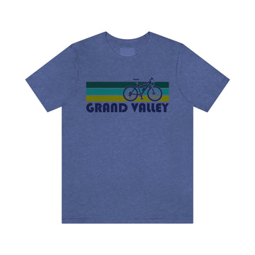 Buy heather-true-royal Grand Valley T-Shirt - Retro Mountain Bike Adult Unisex Grand Valley, Colorado T Shirt