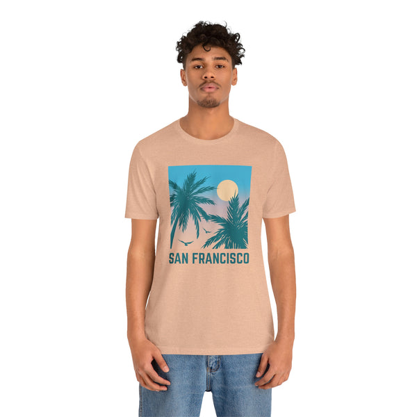 San Francisco, California T-Shirt - Retro Palm Tree & Beach Unisex San Francisco Shirt