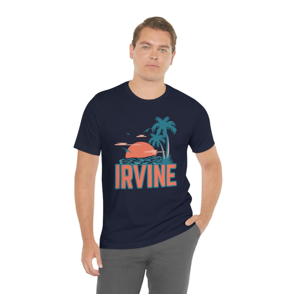 Irvine, California T-Shirt - Retro Palm Tree & Beach Unisex Irvine Shirt