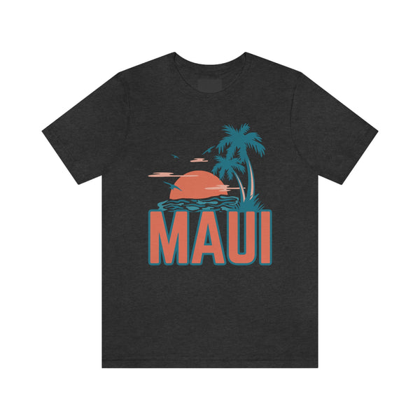 Maui, Hawaii T-Shirt - Retro Palm Tree & Beach Unisex Maui Shirt
