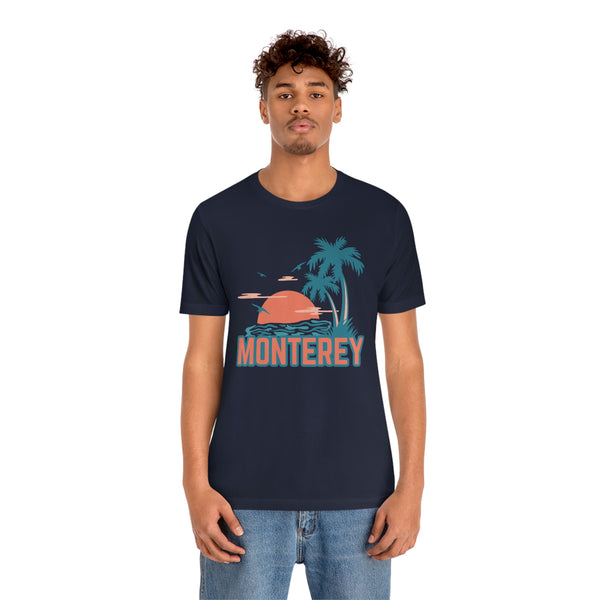 Monterey, California T-Shirt - Retro Palm Tree & Beach Unisex Monterey Shirt