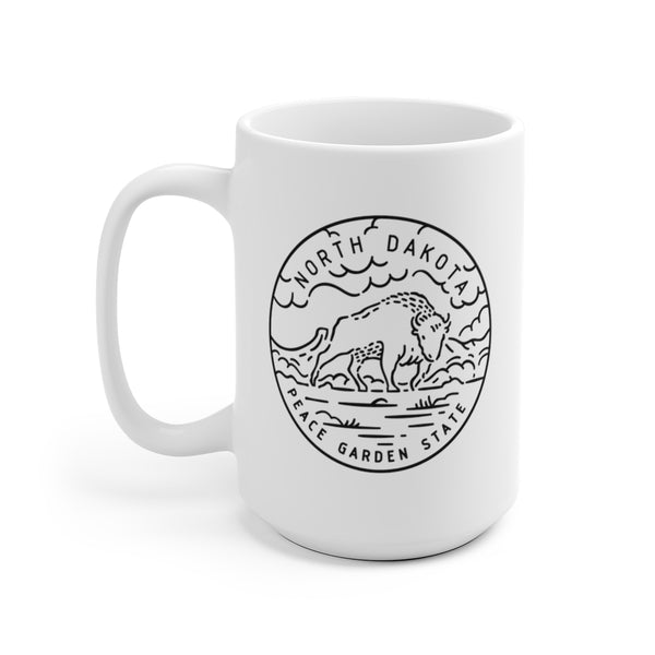 North Dakota Mug - State Design White Ceramic North Dakota Mug (11oz & 15oz)