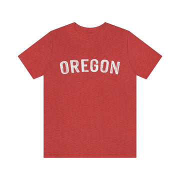 Buy heather-red Oregon T-Shirt - Paint Text Unisex Oregon Shirt